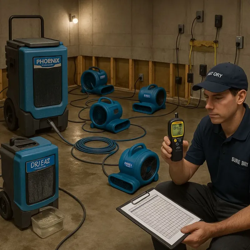 Structural Drying and Dehumidification process in Prices Fork, VA
